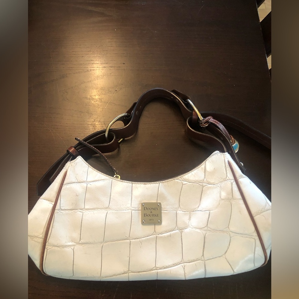 Dooney & Bourke White and Brown Shoulder Bag